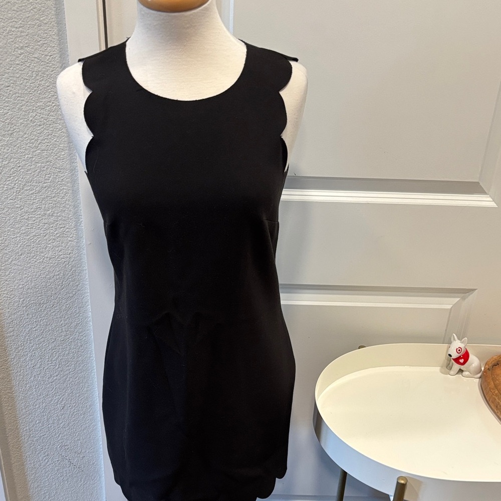 GUC J. Crew Black Scalloped Black Dress